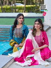 Janki By Blue Hills Rayon Embroidery Wholesale Kurti With Bottom Dupatta In India
